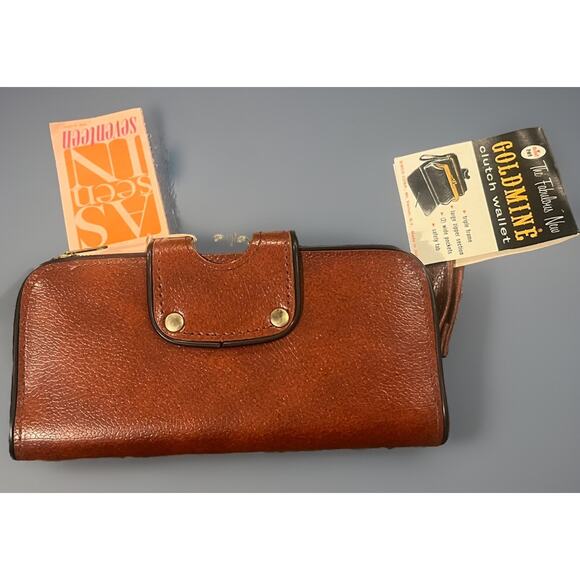 VTG New! McDuff Goldmine Clutch Wallet Change Purse Pockets Leather Billfold - Picture 5 of 9